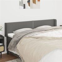 vidaXL Tête de Lit avec Oreilles Meuble de Chambre à Coucher Accessoire de Lit Double Tête de Cadre de Lit Intérieur Gris Foncé 183x16x78/88 cm Tissu