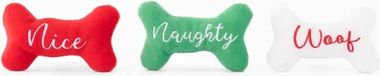 Zippypaws Naughty & Nice Bones hondenspeelgoed, 3 stuks