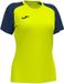 Joma Sportshirt Dames Academy IV Neon Geel/Nacht Blauw Polyester Korte Mouw Effen
