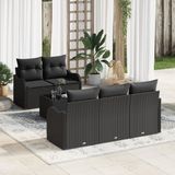 vidaXL Tuinbank Set Zwart Poly Rattan
