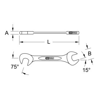 KS Tools KS Tools dubbele steeksleutel, 15°+75° 10mm Aantal:1