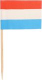 Merkloos Cocktailprikkers Nederland - 500x - rood/wit/blauw - 8cm - Holland vlaggetjes