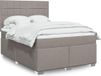 vidaXL Boxspringbed met matras, taupe, stof, 140x190 cm