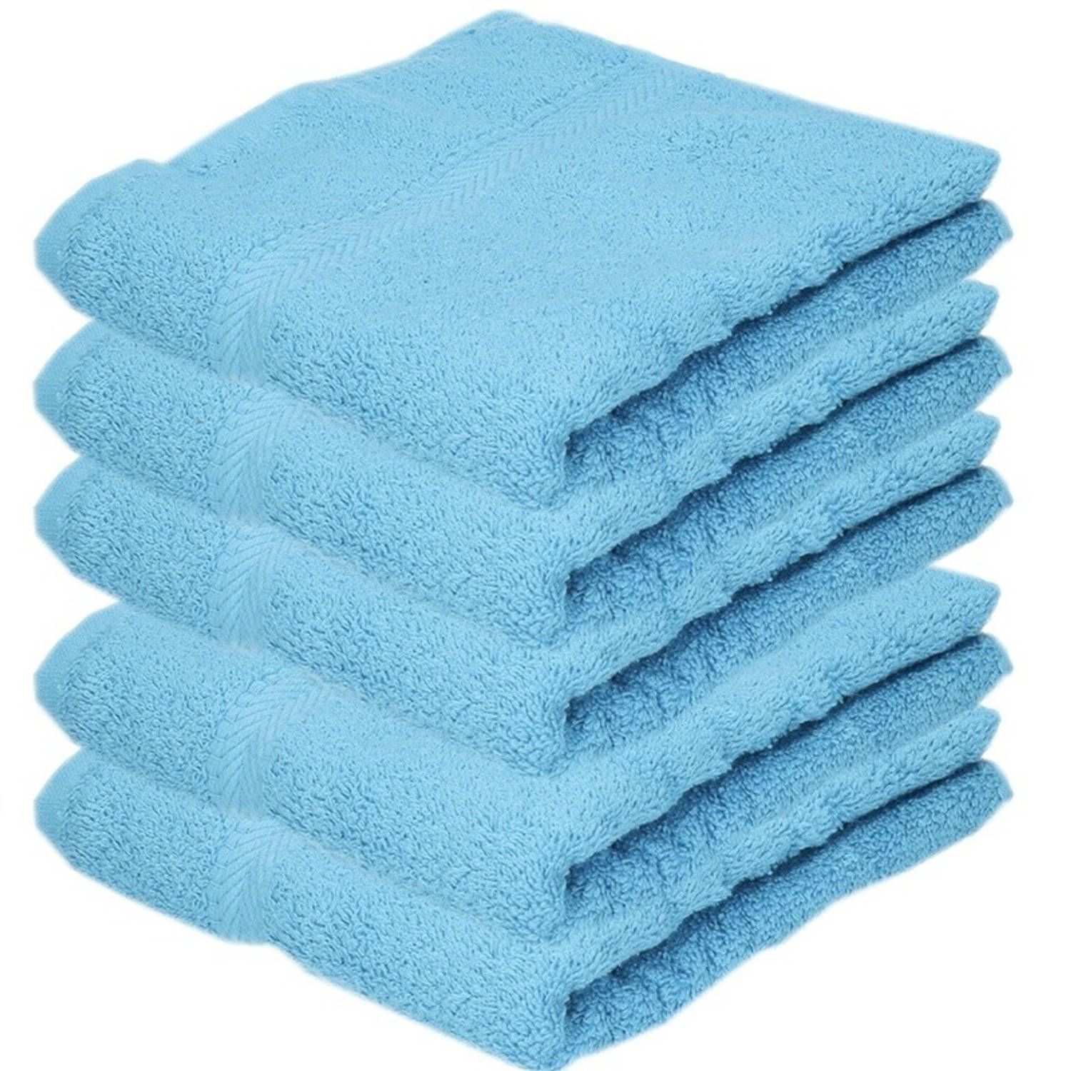 Towelcity 5x Luxe handdoeken turquoise 50 x 90 cm - 550 grams - Katoen