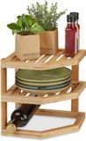 Famanu Bamboe keuken hoekrek voor aanrecht – 2 etages – keukenkast organizer – 25,5x25,5x25,5 cm