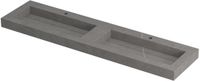 Wastafel INK Pitch Wastafel Keramische Slab Bak Dubbel met Drain en Front en Side Skirts 2 Kraangaten - 1800x450x90 mm - Armani Grey Mat