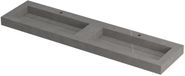 Wastafel INK Pitch Wastafel Keramische Slab Bak Dubbel met Drain en Front en Side Skirts 2 Kraangaten - 1800x450x90 mm - Armani Grey Mat