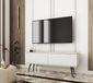3E 3xE living.com Meuble TV, design moderne, 135 pouces, en MDF blanc, portes à ouverture par simple pression, modèle sur pied