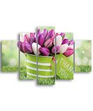 Homemania Wandafbeelding, bloemenmotief, 5 stuks, natuur, voor woonkamer, meerkleurig, 95 x 0,3 x 60 cm, HM205MDF091, MDF