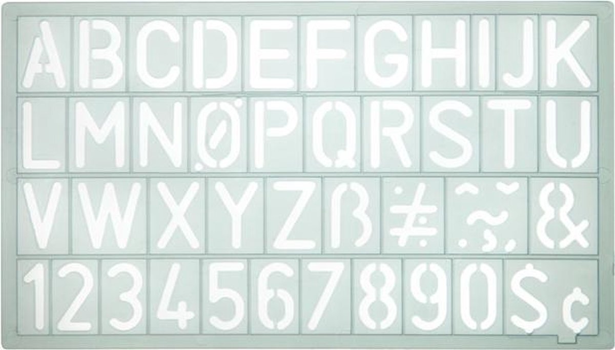 Westcott E-10620 00 sjabloon, hoofdletters en cijfers, 20 mm, lichtblauw