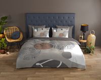 Good Morning dekbedovertrek grafische cirkels - Lits jumeaux 240x200/220 cm - Grijs - 100% Katoen renforcé