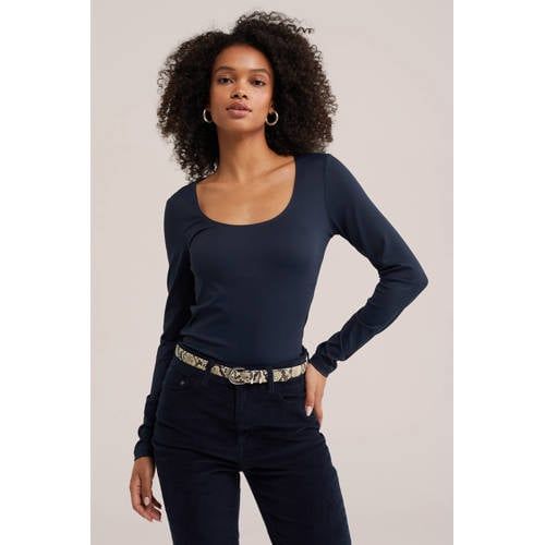 WE Fashion aansluitende top - donkerblauw