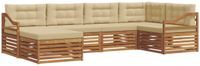 vidaXL Buiten bank set 6 st Natuurlijk en Beige