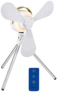 Lifetime Air Ventilateur de table - Ventilateur rechargeable USB-C - Ventilateur sur pied avec veilleuse et télécommande - Ventilateur avec télécommande et 3 vitesses - Blanc
