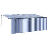 vidaXL Uitschuifbare luifel blauw en wit 350 x 200 cm