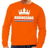 Bellatio Decorations Oranje Koningsdag met een kroon sweater volwassenen M