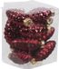 Othmar Decorations Bv 12x Dennenappel kersthangers/kerstballen donkerrood van glas - 6 cm - mat/glans - Kerstboomversiering