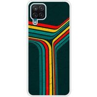 Samsung Galaxy A12 Retro lines verstevigd hoesje met sublimatie bedrukking