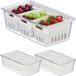 Relaxdays koelkast organizer - set van 3 - stapelbaar - met bakjes en deksel - opbergbakjes voor ijskast