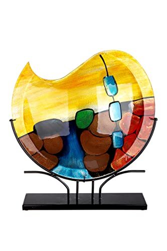 GILDE GLAS art GILDE GlasArt decoratieve vaas Murano rond glas meerkleurig 39932, hoogte 49 cm