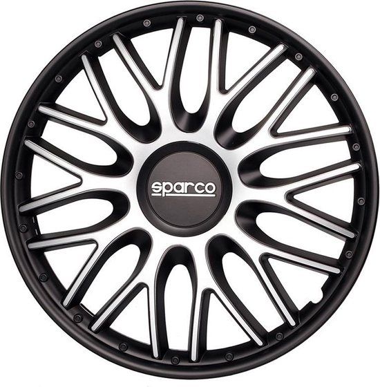 Sparco Roma Wieldoppenset - 15 inch - Zilver/Zwart - 4 stuks