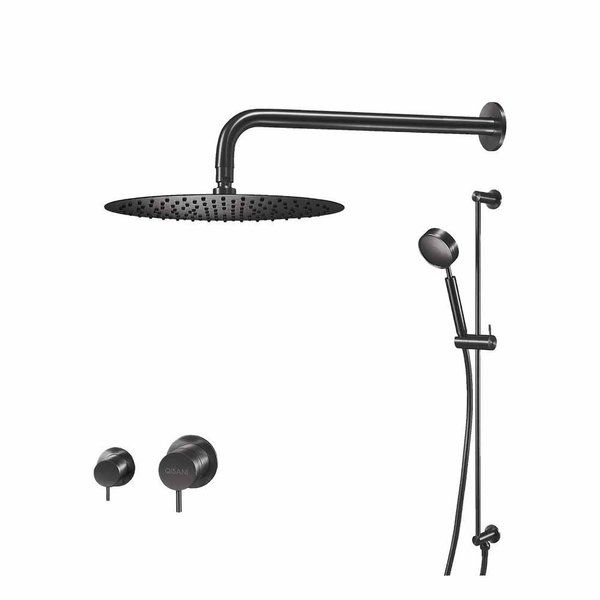 Qisani Flow complete thermostatische inbouw regendoucheset Geborsteld Gun Metal 25651.04