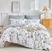 Housse de couette 200x200 cm - 3 pièces Microfibre - Motif de branches - Avec fermeture éclair