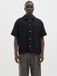 JACK&JONES JORGREENWICH EMB SHIRT SS Heren Overhemd Korte Mouw Loose Fit Casual Zwart Biologisch Katoen Lyocell S