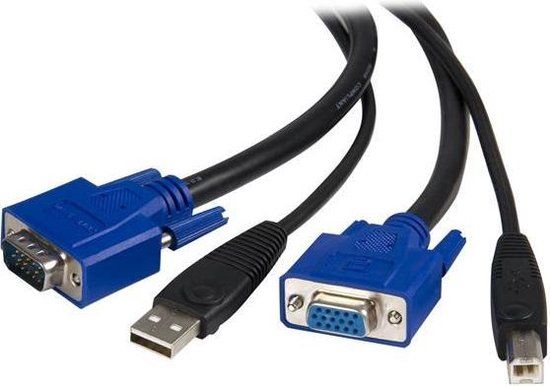 StarTech.com 15 ft 2-in-1 Universal USB KVM Cable - Black