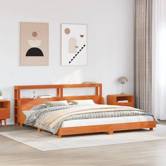 vidaXL Bedframe Massief Grenenhout Wasbruin 200x200 cm