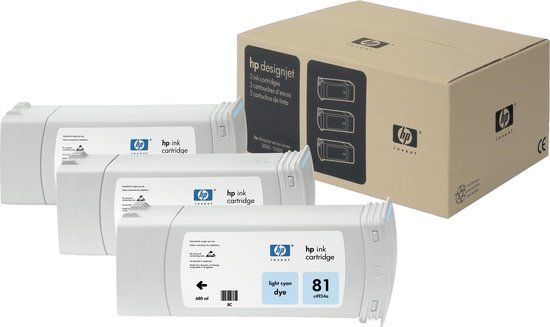 HP 81 - Licht Cyaan - 680 ml - 3-Pack (C5070A)