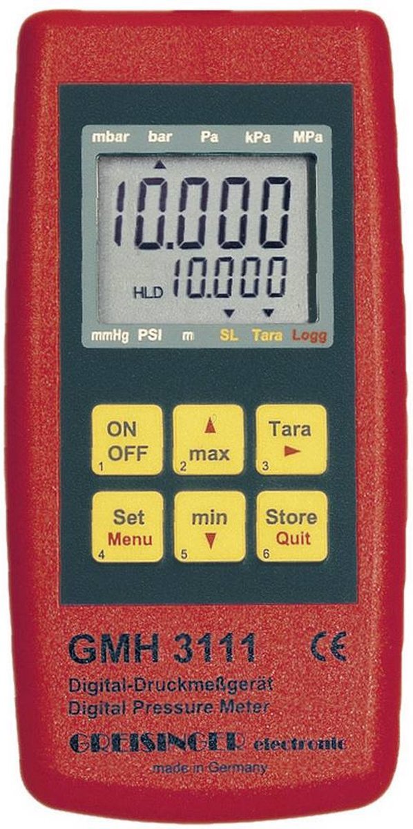 GREISINGER GMH 3111 Gasdrukmeter Luchtdruk 0.0025 - 1000 bar