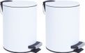 Storage Solutions Prullenbak/pedaalemmer - 2x - wit - metaal - 3L - 24 x 17 cm