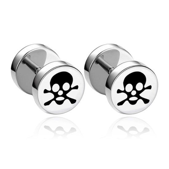 LGT JWLS Lookinggoodtoday Stalen Stud oorbellen Heren Piaraten Schedel 8mm