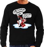 Bellatio Decorations Shoppartners Bv Foute Kersttrui / sweater - Zingende kerstman met gitaar / All I Want For Christmas - zwart voor heren - kerstkleding / kerst outfit XXL