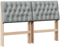 vidaXL - Gestoffeerd hoofdbord - Lichtgrijs - 140 cm - Massief grenenhout