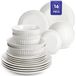 MALACASA, service de table 16 pièces en porcelaine, service combiné pour 4 personnes, service composé de : assiettes plates, assiettes à dessert, assiettes creuses, bol