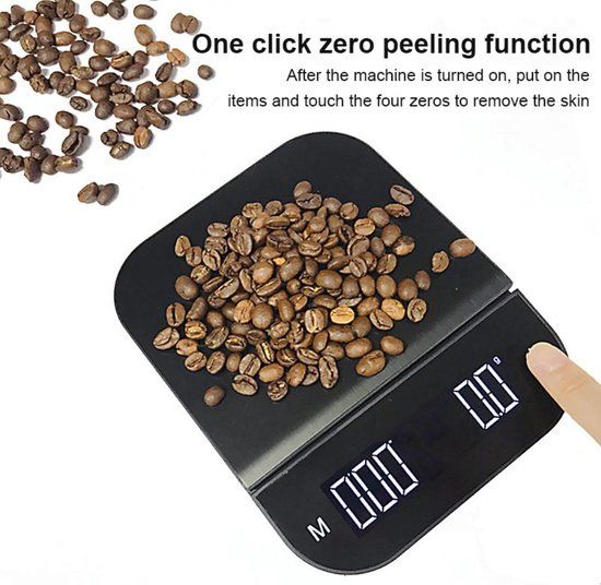 Imtex Koffie Weegschaal - Zwart - 5kg - USB & Batterij - Keukenweegschaal