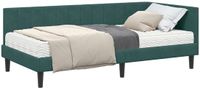 vidaXL Hoekbedframe met matras, 2 stuks, donkergroen fluweel, 100 x 200 cm