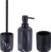 Tendance Badkamer set - WC-borstel/zeeppomp/tandenborstelbeker - grijs - marmer look - polyresin