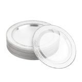 Matana – 20 Plastic Borden met Zilveren Rand, 26cm – Doorzichtig – Elegant, Stevig & Herbruikbaar – Voor Bruiloften, Verjaardagen & Feesten