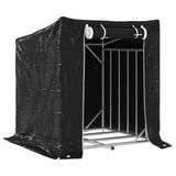 vidaXL Porte-bûches avec housse de pluie 100,5x100,5x110,5 cm acier