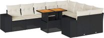 vidaXL Loungeset met kussens, polyrattan, acacia, noir