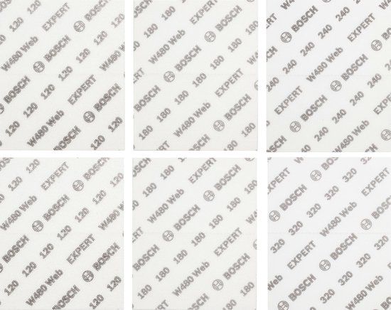 Bosch Professional Bosch EXPERT W480 Web Schuurpapier Set - 6 Stuks - 115x140 mm - Verschillende Gradaties