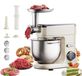 Robot pâtissier - Robot de cuisine, 7 litres - Moteur CC 1200W - 11 vitesses - Inclinable - Inclus : hachoir, bras pétrisseurs, fouet, feuille - 220V, prise UE