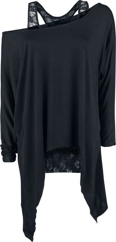 Gothicana by EMP Gothicana Zwart shirt met lange mouwen en doublelook - Dames - M