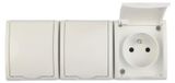 Simon Aquarius triple waterproof socket outlet with/without IP54 protection and full cover, white, model AQGZ1-3/11