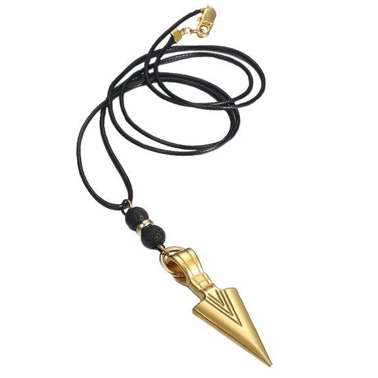 Mendes Jewelry Heren ketting Waxkoord Viking Arrow Goudkleurig