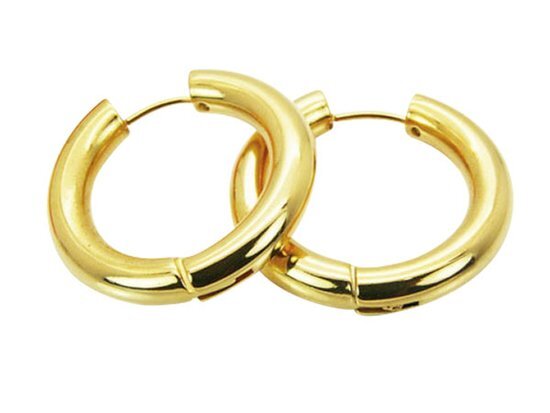 Amanto Oorbellen Dav Gold - Dames - 316L Staal PVD - Oorring - 5 x 30 mm