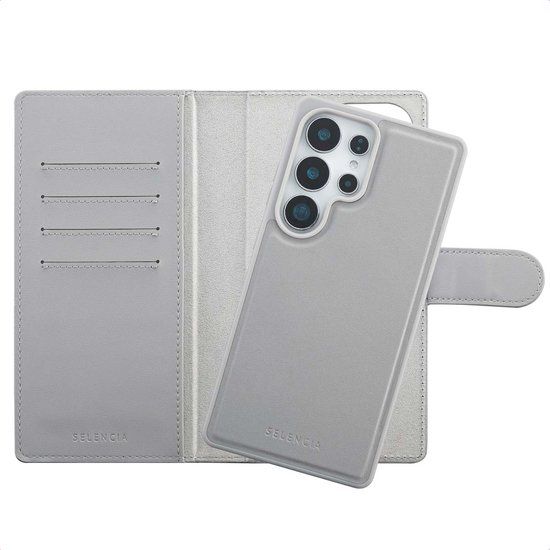Selencia Hoesje - Geschikt voor Samsung Galaxy S25 Ultra - Olyn Uitneembare Bookcase met Magnetische Ring - Grijs
